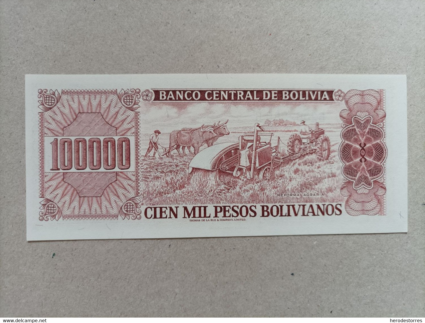 Billete De Bolivia De 100000 Pesos Bolivianos, Año 1984, Uncirculated - Bolivie