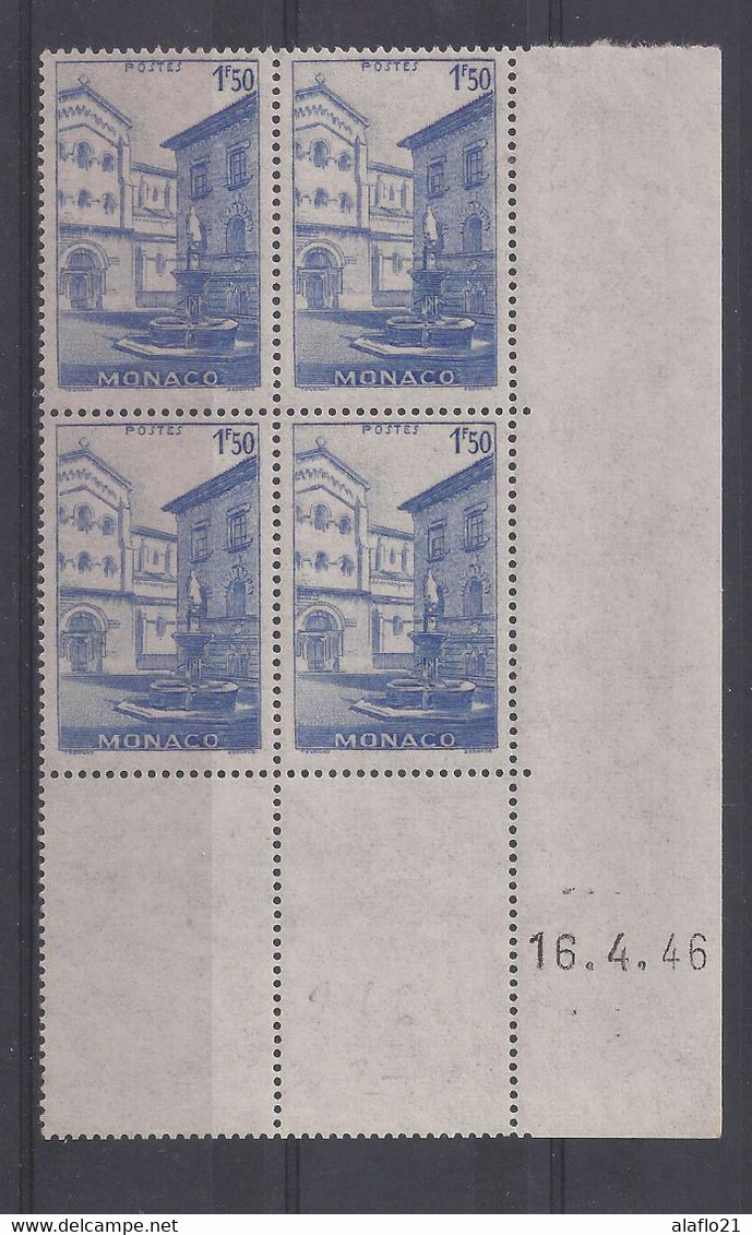 MONACO - N° 276 - Bloc De 4 COIN DATE - NEUF SANS CHARNIERE - 16/4/46 - Unused Stamps