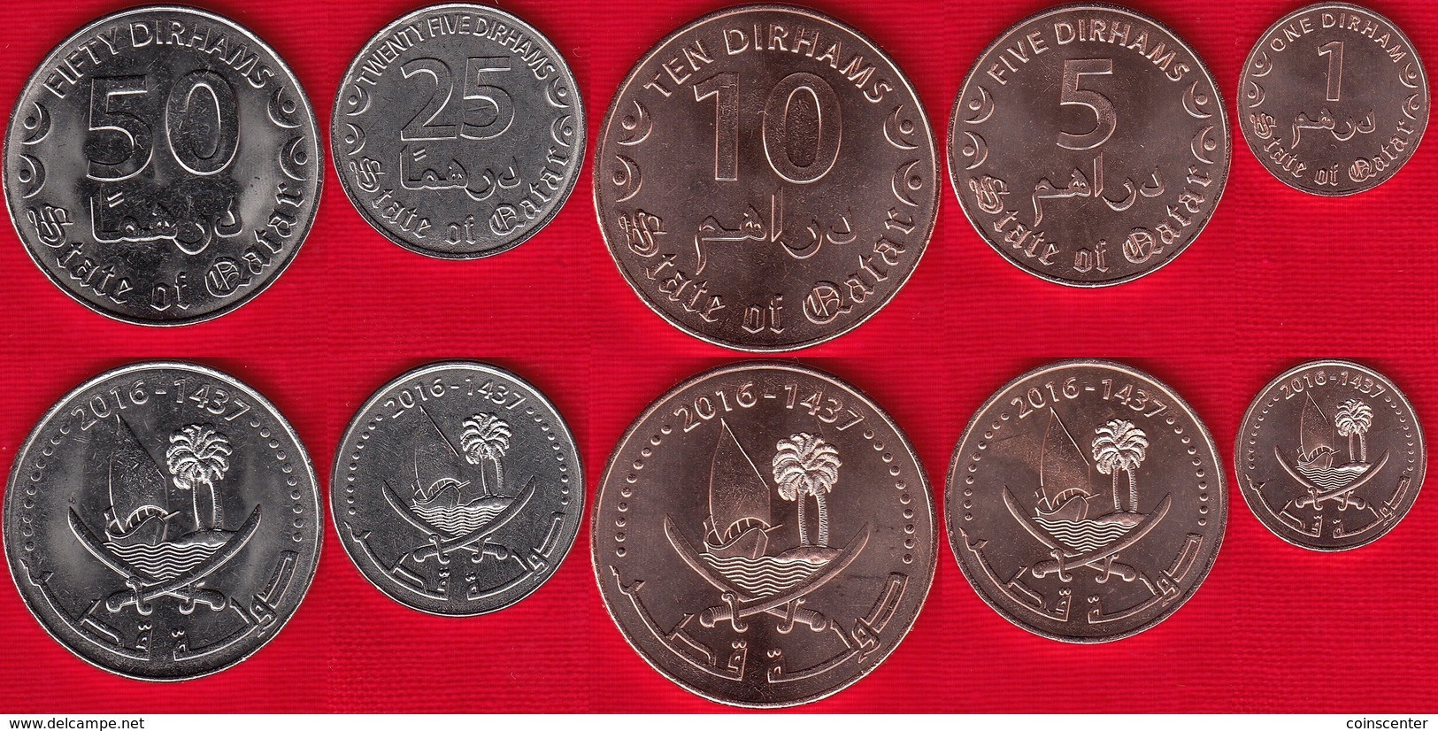 Qatar Set Of 5 Coins: 1 - 50 Dirhams 2016 "Tamim" UNC - Qatar