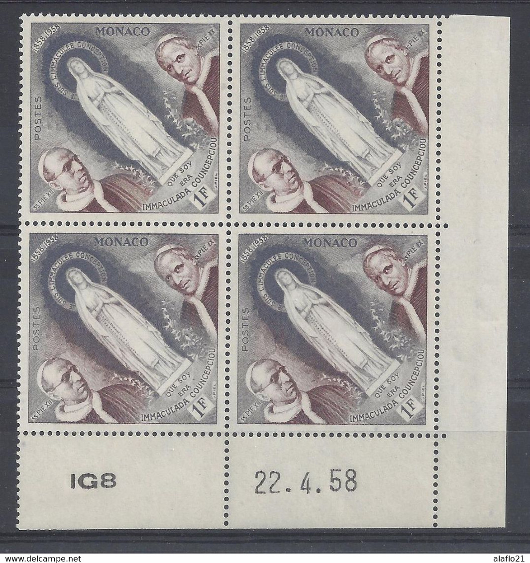 MONACO - N° 492 - Bloc De 4 COIN DATE - NEUF SANS CHARNIERE - 22/4/58 - Neufs