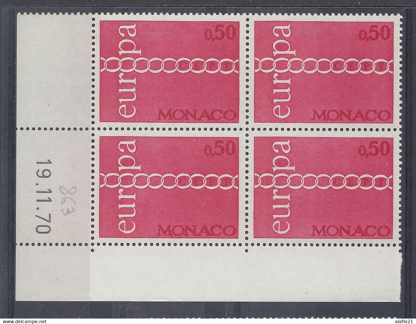 MONACO - N° 863 - EUROPA 1971 - Bloc De 4 COIN DATE - NEUF SANS CHARNIERE - 19/11/70 - Neufs