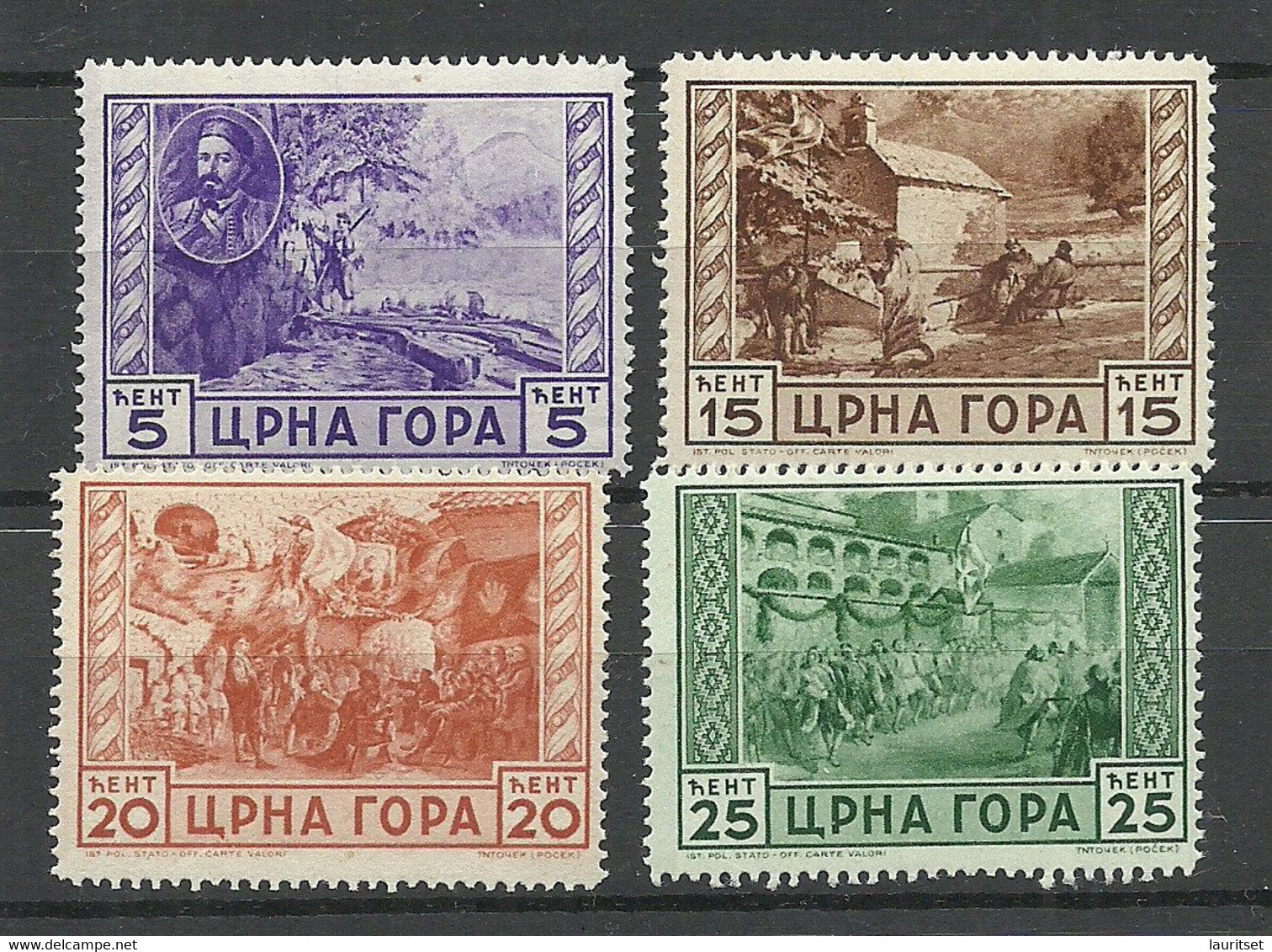 ITALY Occupation MONTENEGRO 1943 Tšernogorien Tsernogoria Michel 52 & 54 - 56 * - Deutsche Bes.: Montenegro