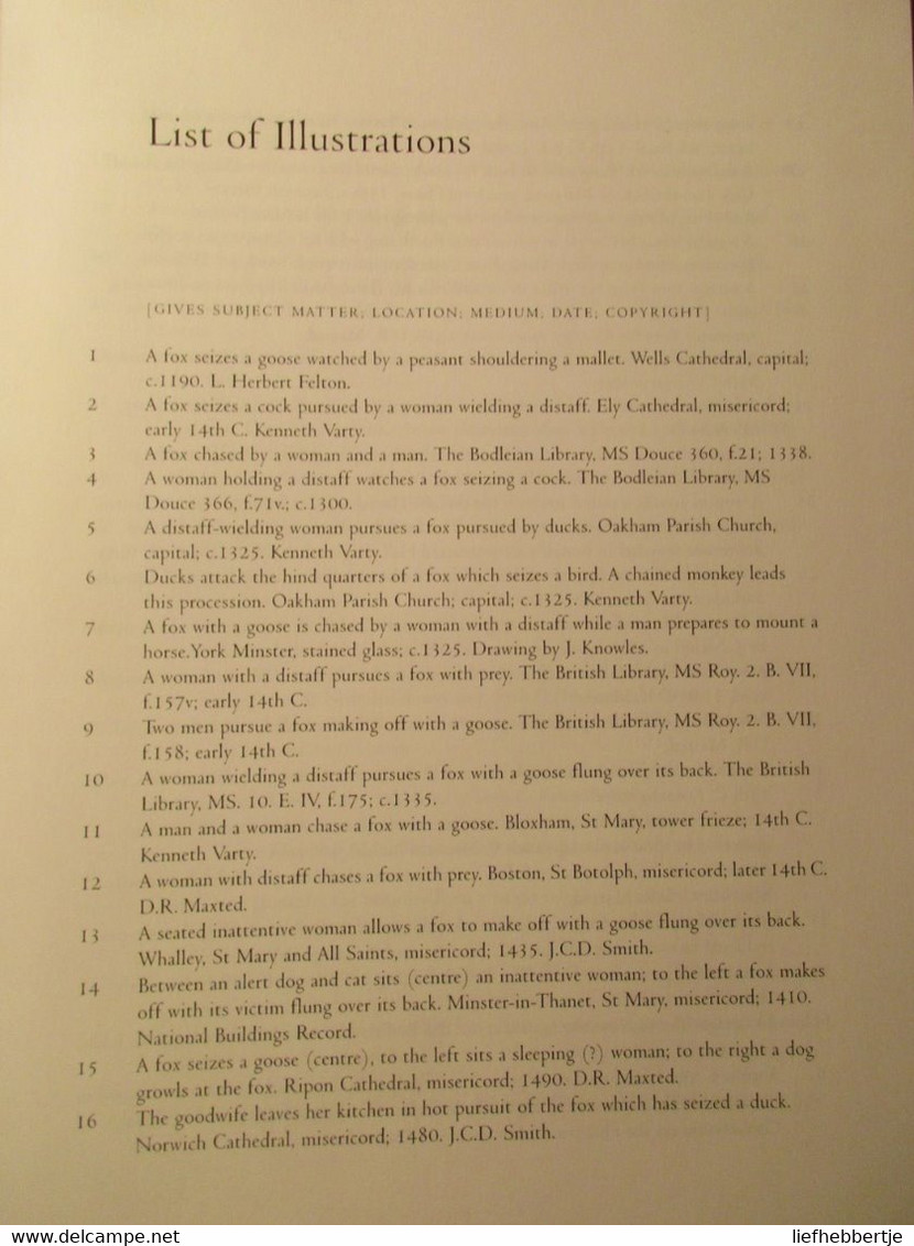 Reynard, Renard, Reinaert And Ohter Foxes In Medieval England - The Iconographic Evidence - By K. Varty - Vos Vossen - Cultural