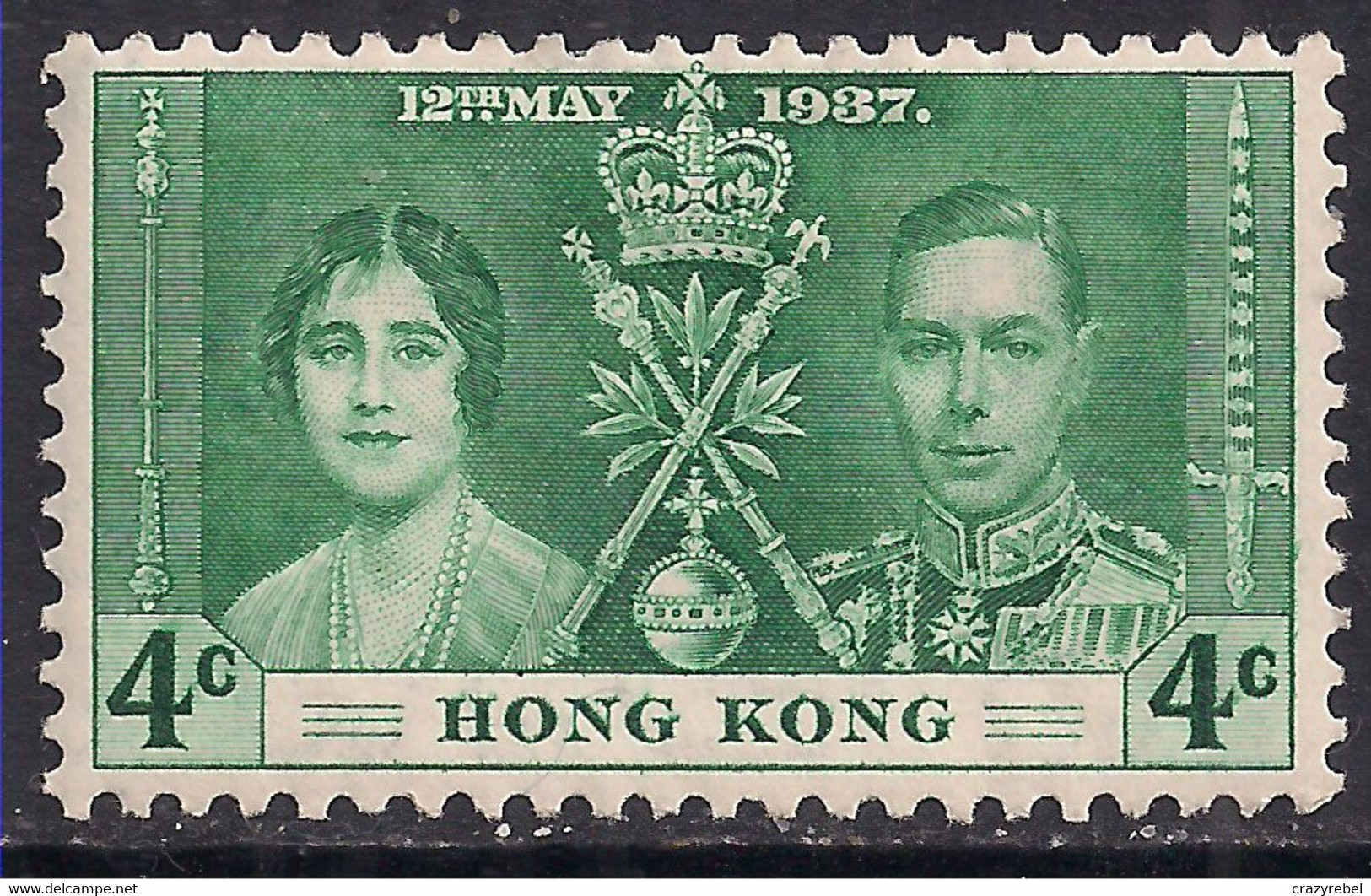 Hong Kong 1937 KGV1 4c Coronation Green MM SG 137 ( K872 ) - Unused Stamps