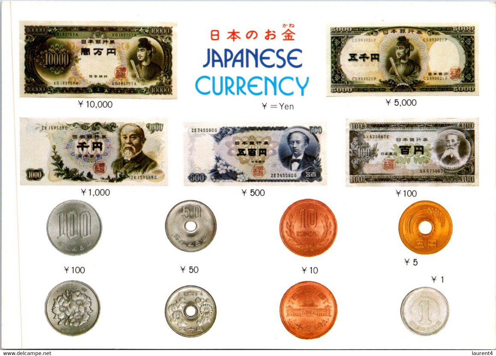 (1 J 16) Japan - Monnais On Postcard - YEN Coins & Banknote - Hiroshima
