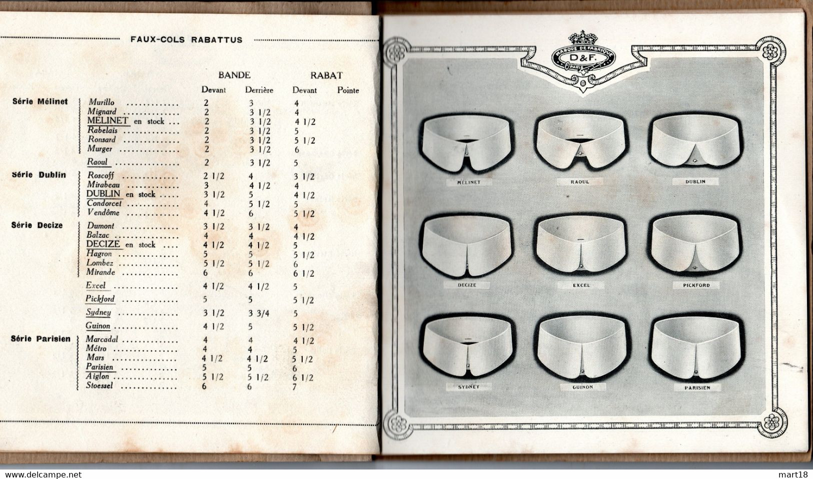 Catalogue " Le Col Français " Delaville & Frétigny - Faux-Cols, Manchettes, Cols - 1900-1940