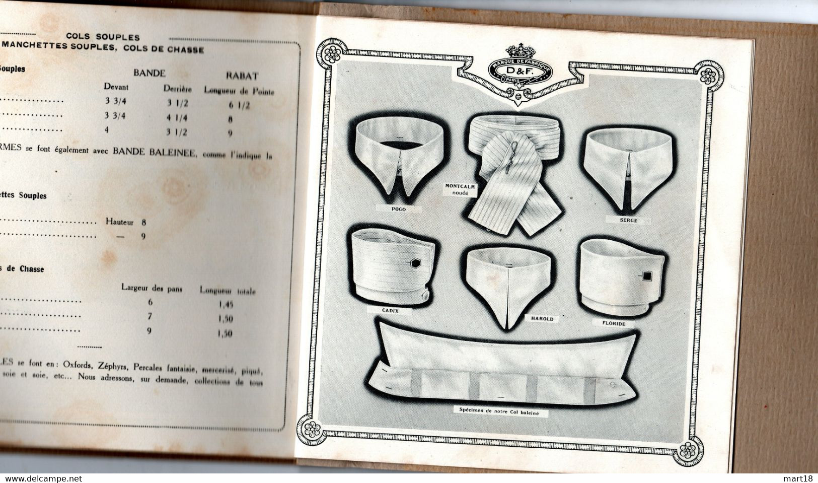 Catalogue " Le Col Français " Delaville & Frétigny - Faux-Cols, Manchettes, Cols - 1900-1940