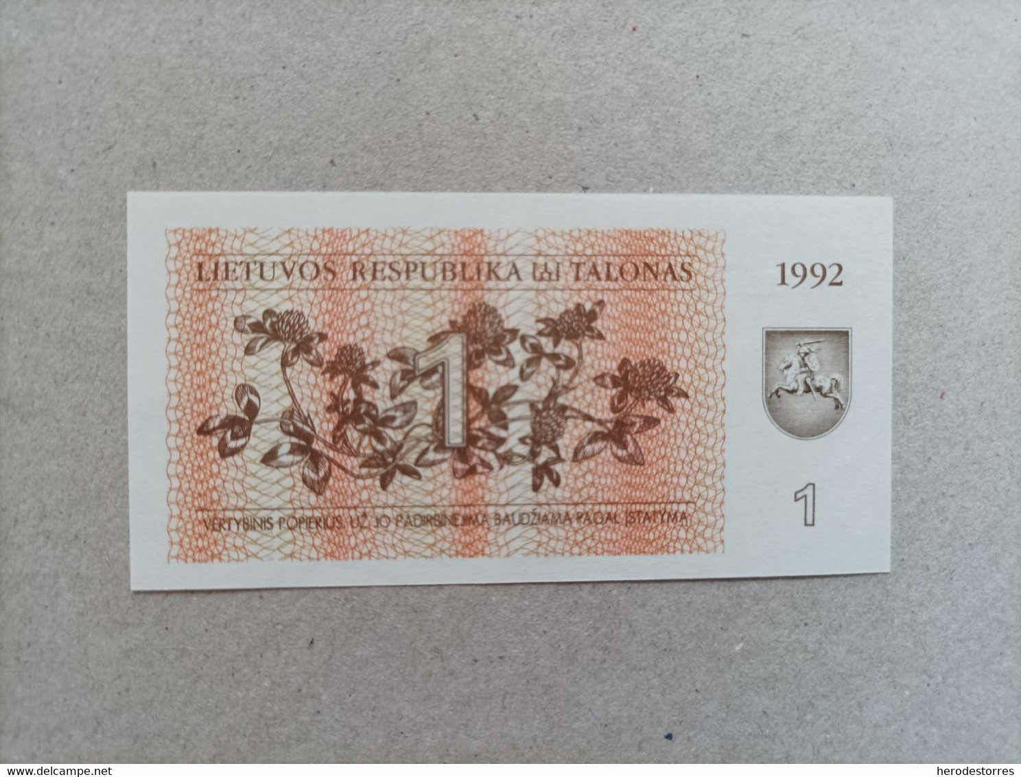 Billete De Lituania De 1 Talona, Año 1992, UNC - Lithuania