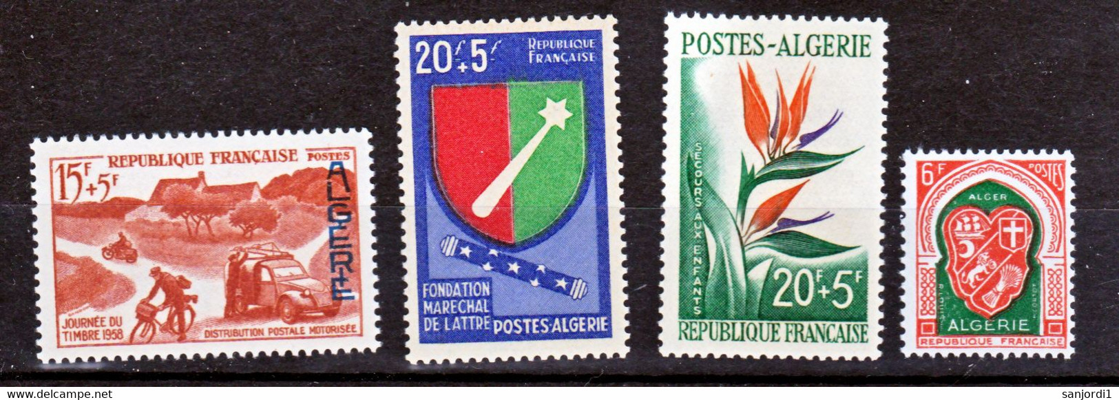 Algérie 350/353 Année 1958 Complète Neuf ** TB Mnh Sin Charnela Cote 67,5 - Full Years