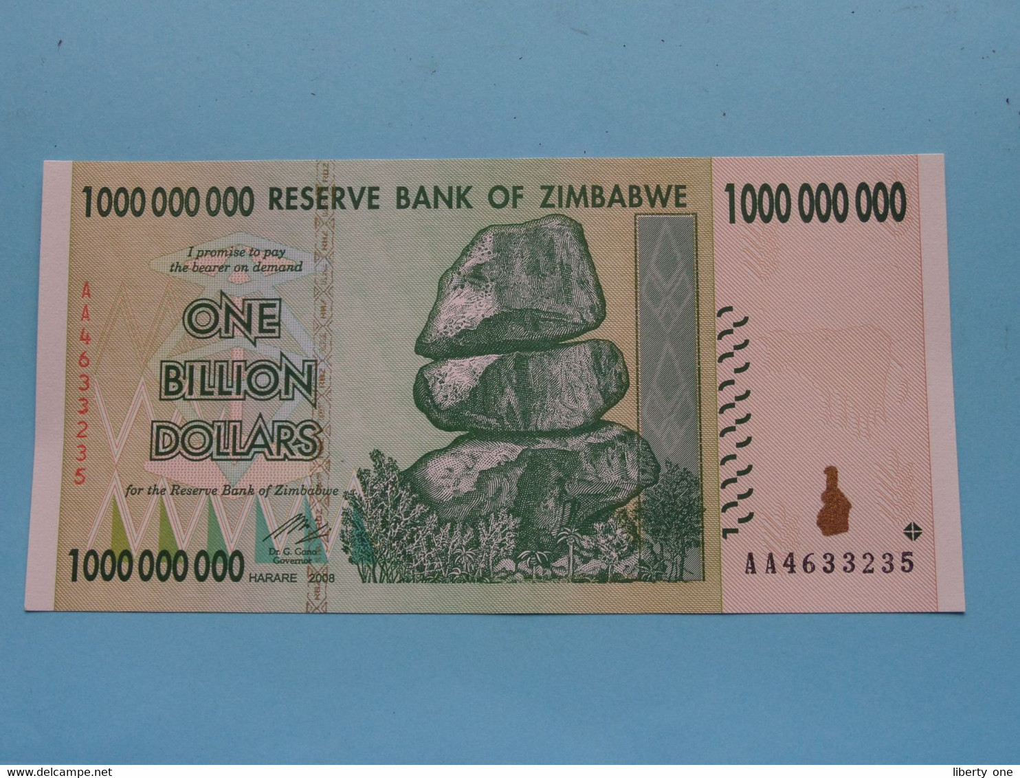 1000 000 000 ( Billion Dollars ) 2008 ( Reserve Bank Of ZIMBABWE ) UNC ( For Grade, Please See Photo ) ! - Zimbabwe