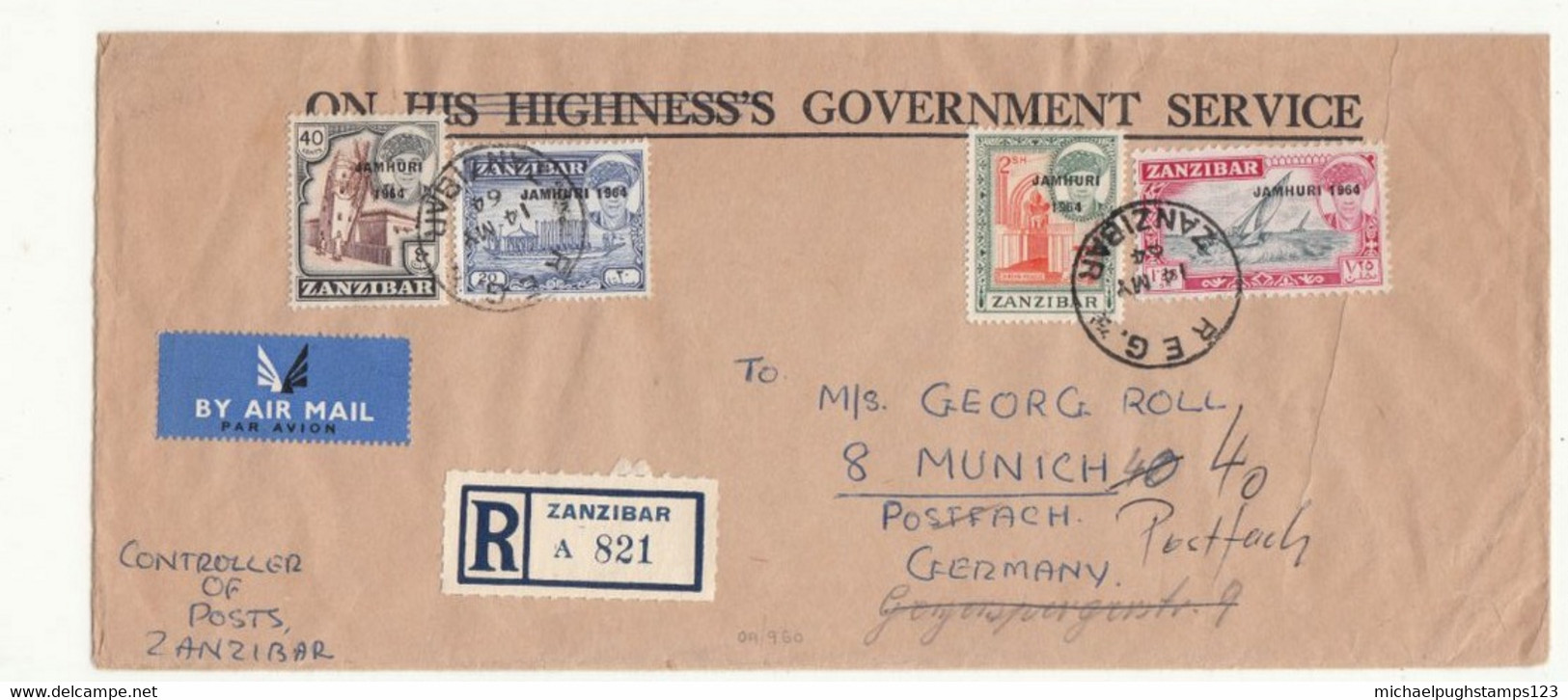 Zanzibar / Airmail / Jamhuri / Germany - Zanzibar (1963-1968)