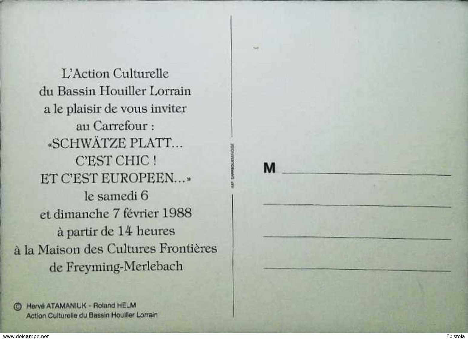 ► Freyming Merlebach  1988  Chic Et Européen Schwatze Platt  Pub Orangina Sur Ardoise - Freyming Merlebach