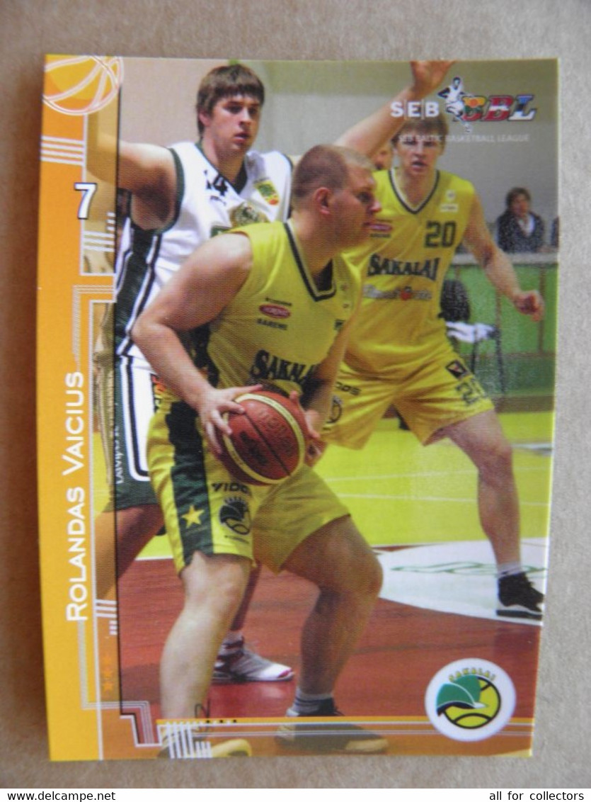 Basketball Card Lithuania Seb Bbl Baltic League Siauliai Team Player Vaicius - Altri & Non Classificati