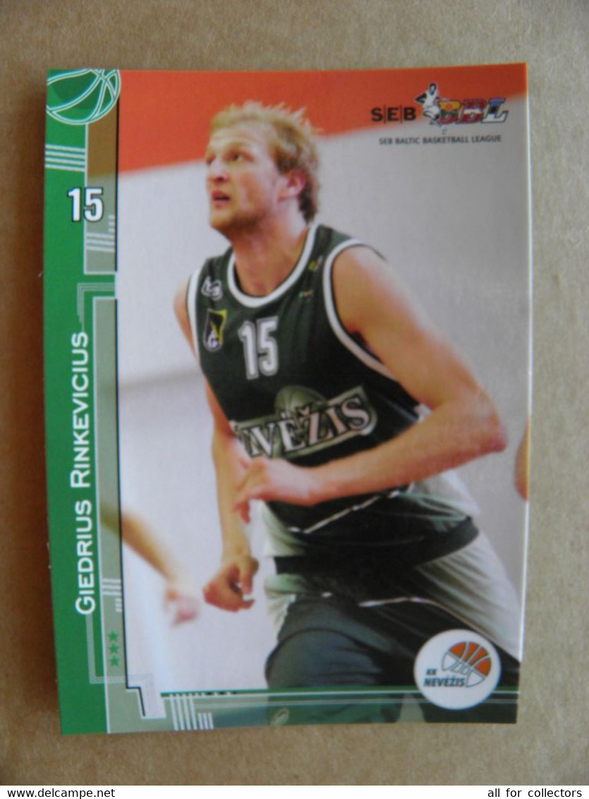 Basketball Card Lithuania Seb Bbl Baltic League Kedainiai Nevezis Team Player Rinkevicius - Andere & Zonder Classificatie