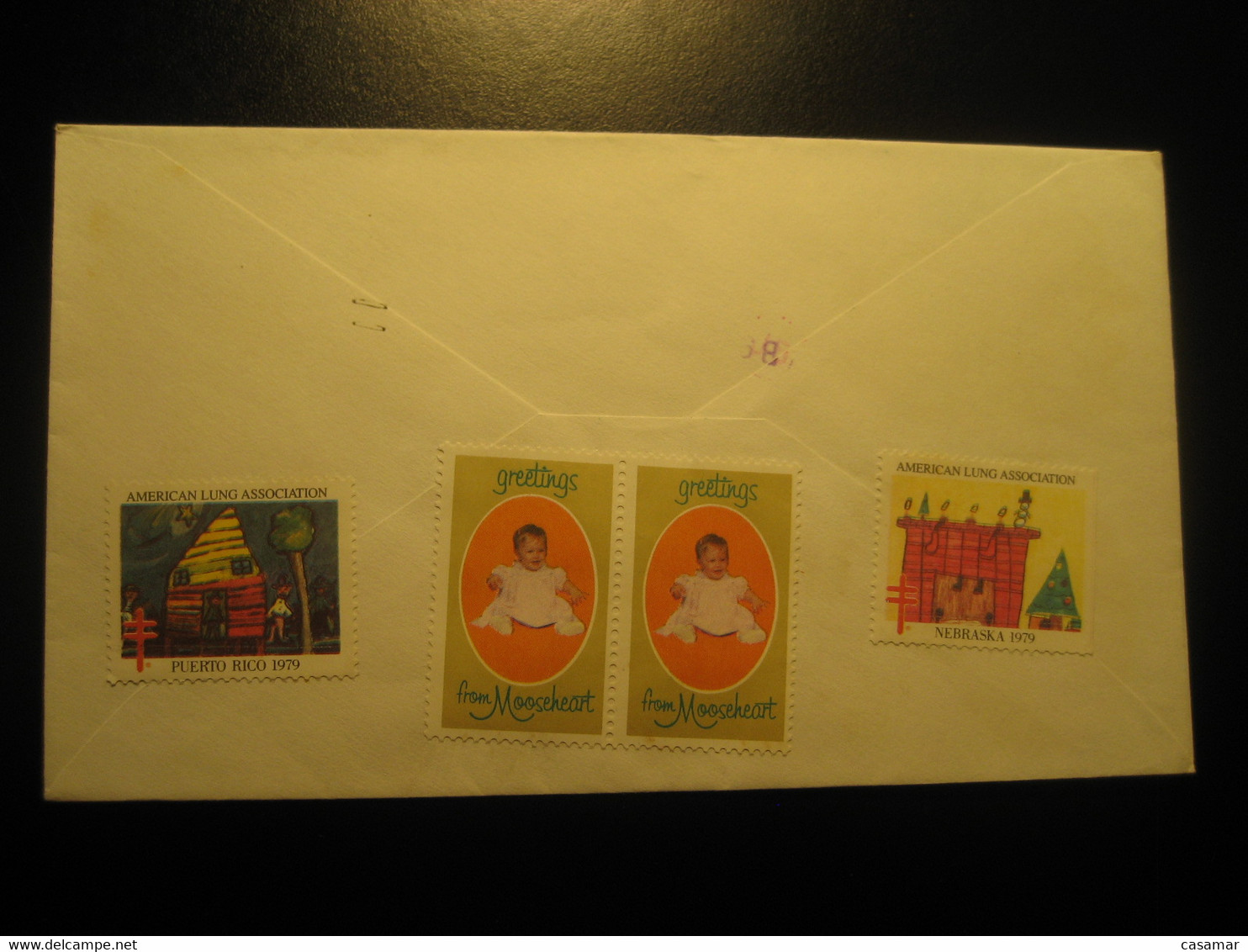 PUERTO RICO 1979 Poster Stamp Vignette TB On BETHLEHEM 1980 Cancel Cover USA + 5 Other Label Tuberculose - Puerto Rico