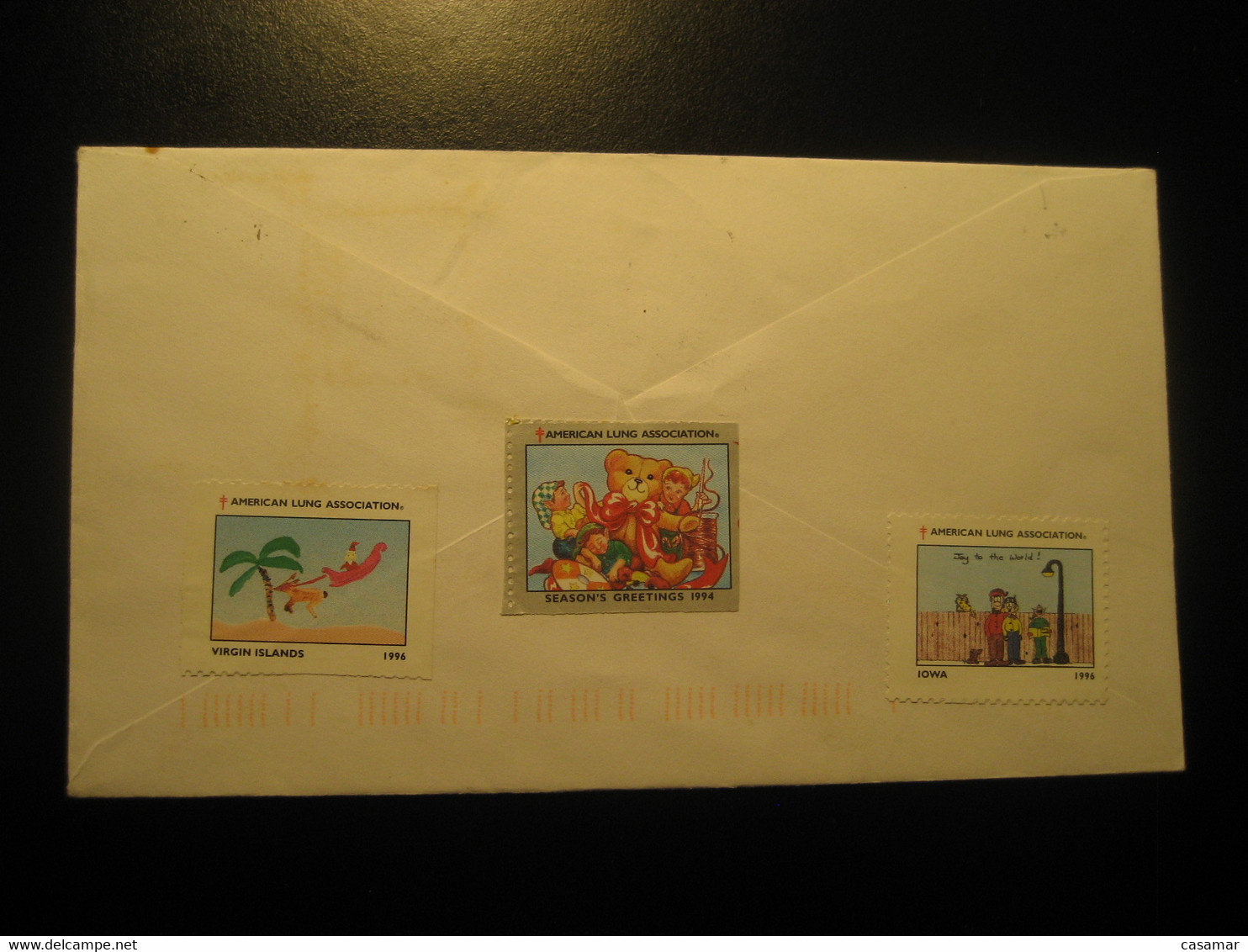 VIRGIN ISLANDS Poster Stamp TB Vignette MISTLETOE 1996 To Anderson Cancel Cover USA + 2 Other Label Tuberculose - Otros & Sin Clasificación