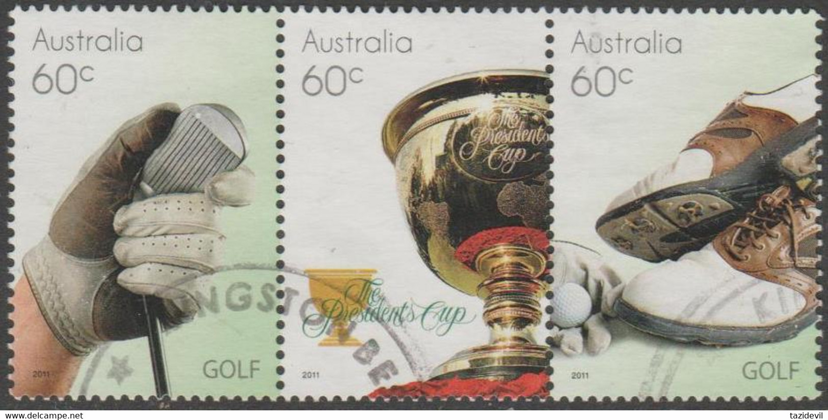 AUSTRALIA - USED 2011 60c Golf - Se-tenant Strip Of Three - Used Stamps