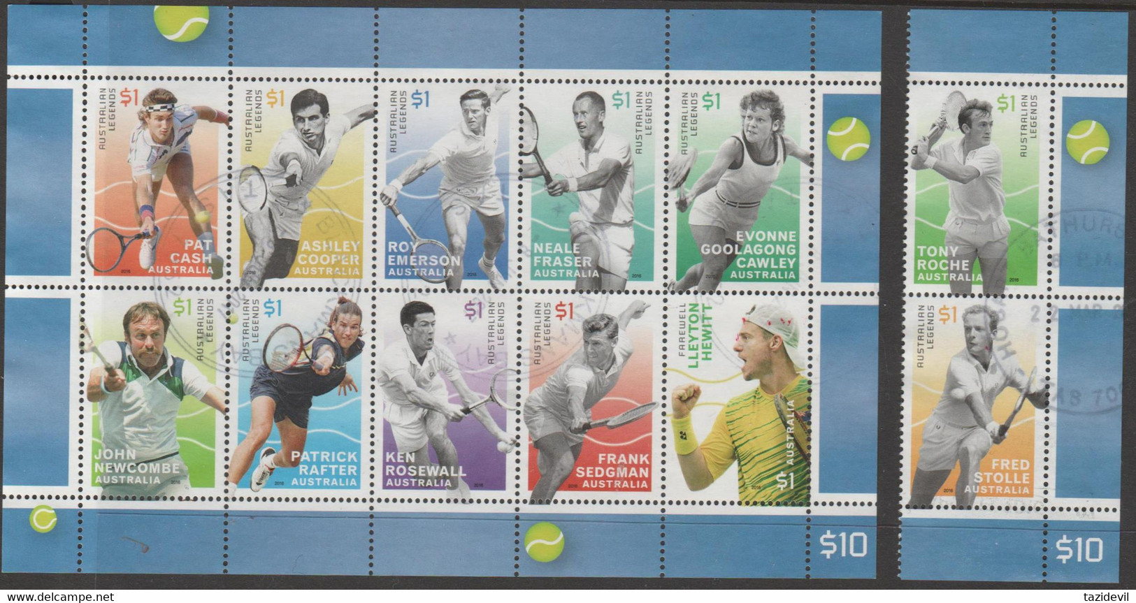 AUSTRALIA - USED 2016 $12 Legends Of Tennis Set Of 12 As Issued - Used Stamps
