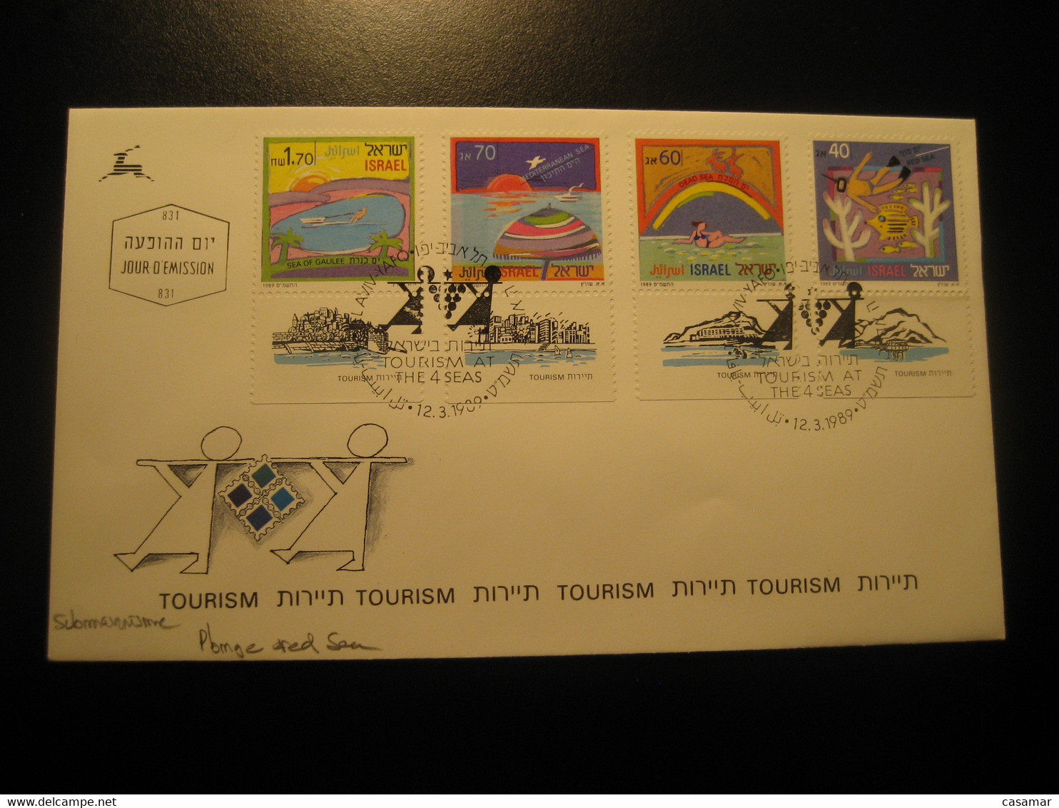 TEL AVIV 1989 Tourism Tourist Scuba Diving Plonge Red Sea FDC Tab Cancel Cover ISRAEL - Tauchen