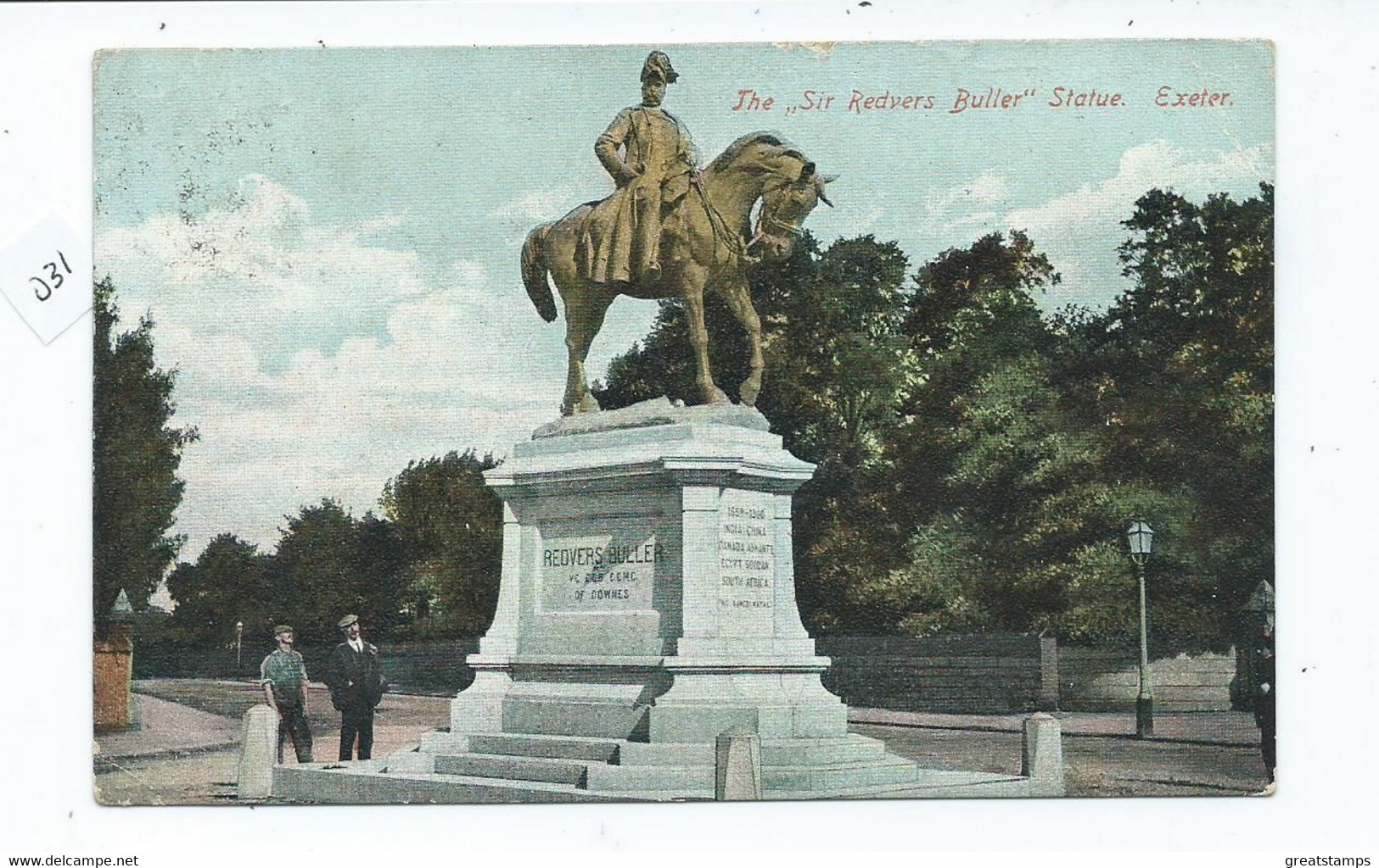 Postcard  Devon Exeter Sir Redvers Buller Statue Posted Uffculme Small Steel Cds  1907 - Exeter