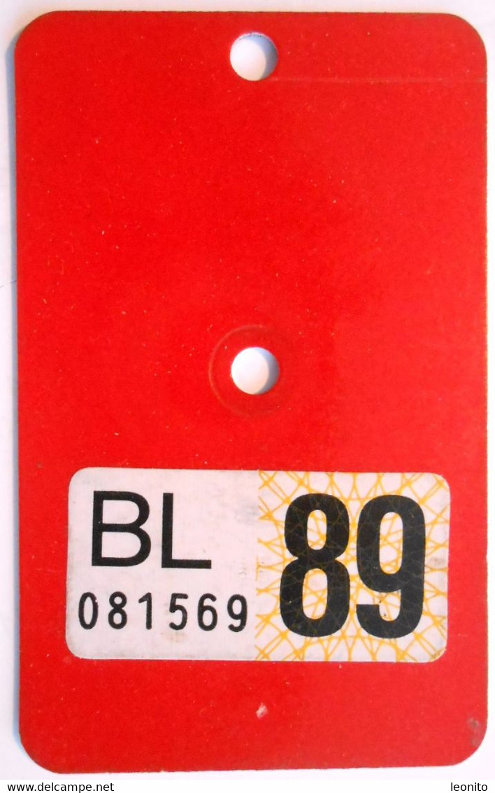 Velonummer Basel Land BL 89. Erste Vignette BL ! - Plaques D'immatriculation