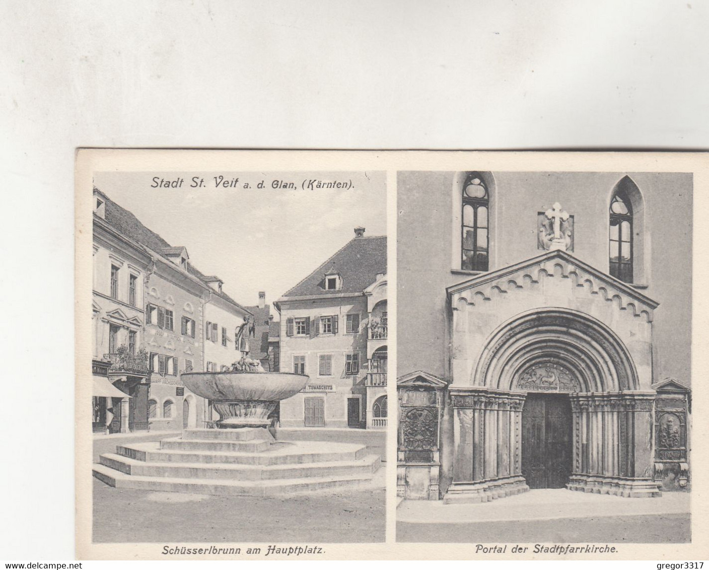 B6014) Stadt ST. VEIT A. D. GLAN  Kärnten - Schüsserlbrunn Am Hauptplatz U. Portal Der Stadtpfarrkirche ZWEIBILD AK 1910 - St. Veit An Der Glan