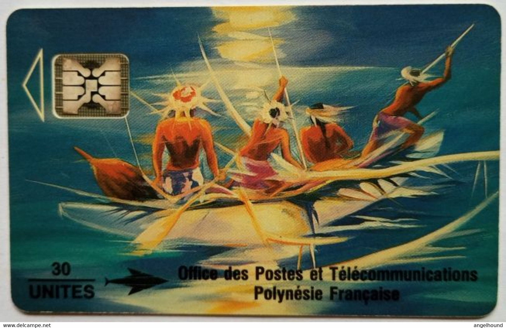 French Polynesia 30 Units "Polynesie. Soleil Levant  ( Rev. Black Text ) - Polynésie Française