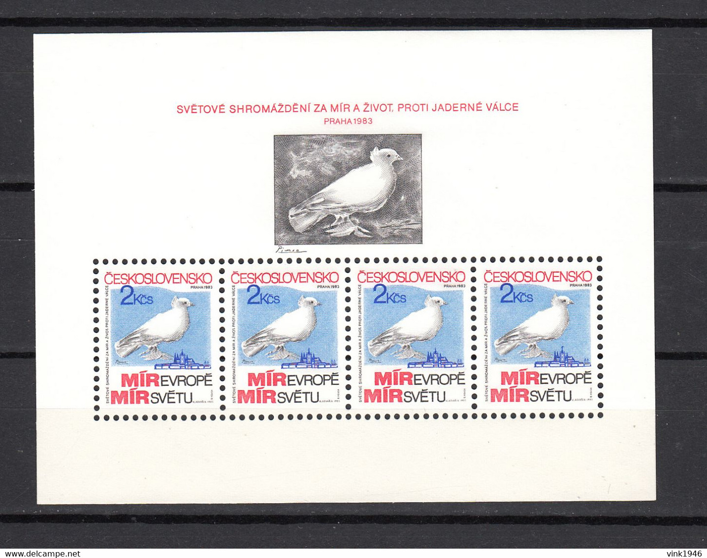 Czechoslovakia 1983,4V In Block,doves,birds,vogels,vögel,oiseaux,pajaros,uccelli,aves,MNH/Postfris(L3934) - Pauwen