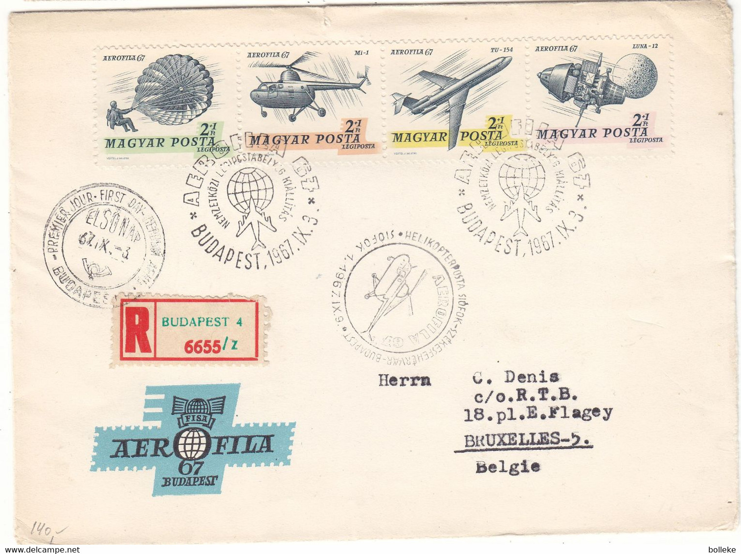 Hongrie - Lettre Recom De 1967 ° - Oblit Budapest - Hélicoptères - Avions - Parachutistes - Satellites - Cartas & Documentos