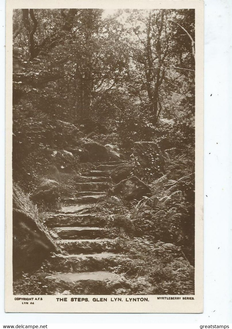 Postcard  Devon Rp The Steps Glen Lyn Lynton Unused - Lynmouth & Lynton