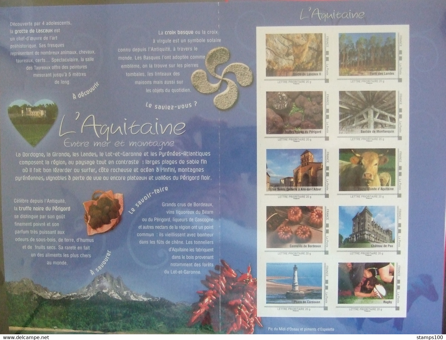 FRANCE Collector 2009 L'Aquitaine (with Ititneraire Timbre)  MNH**. (PPZ3-890)2009 - Collectors