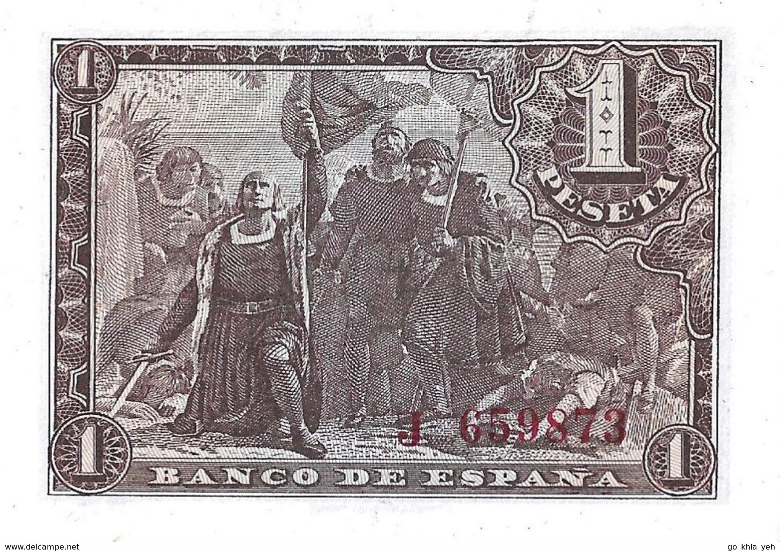 ESPAGNE 1943 1 Peseta - P.126a  Neuf UNC - 1-2 Pesetas