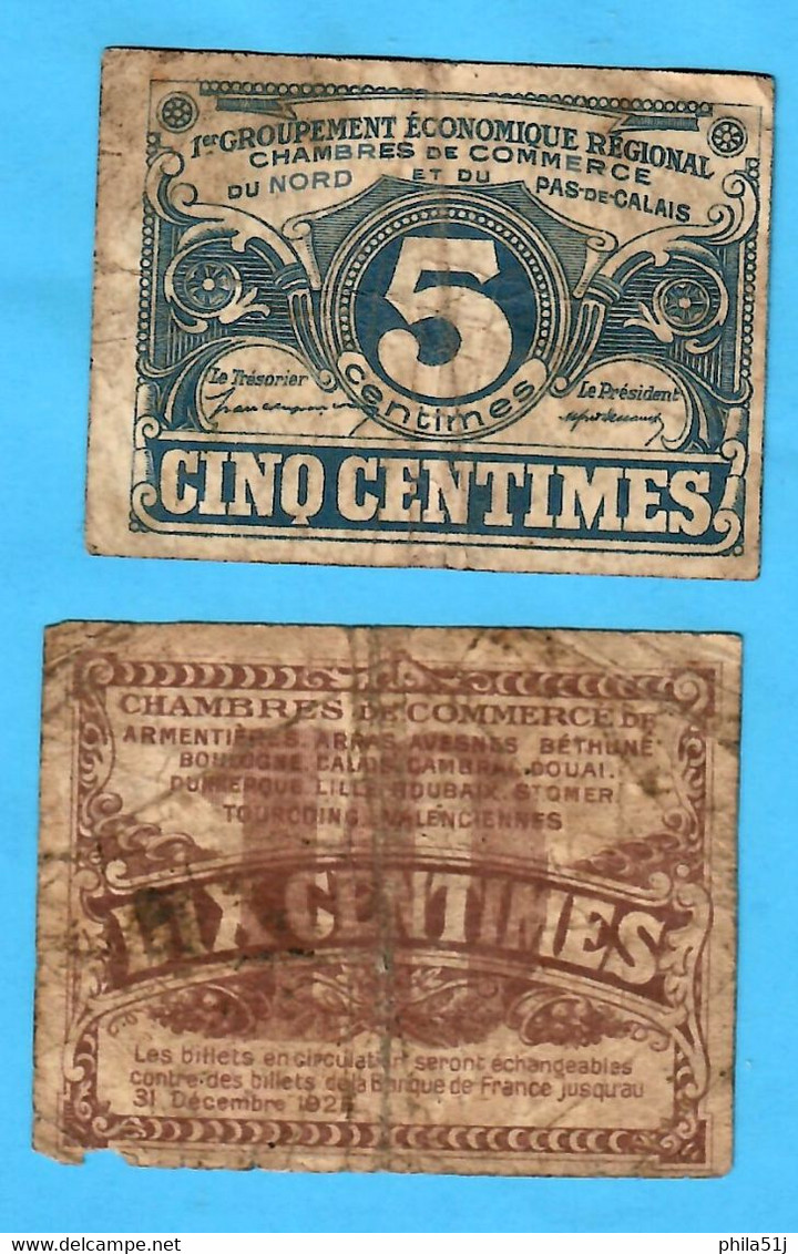 FRANCE  --- 5 & 10 CENTIMES DU NORD & DU PAS De CALAIS ---  VOIR   SCAN - Chambre De Commerce