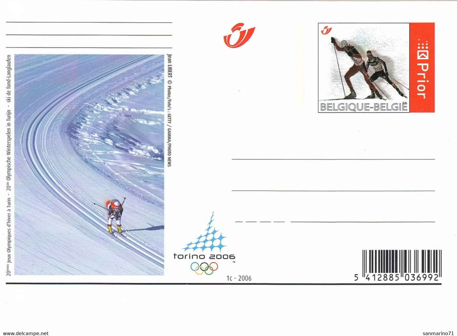 BELGIUM STAMPED STATIONERY 3 - Winter 2006: Torino