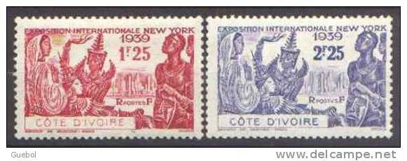 Détail De La Série Exposition Internationale De New York * Cote D Ivoire N° 144 Et 145 - 1939 Exposition Internationale De New-York