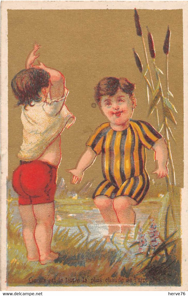 Chromo Dorée - Enfant - Quelle Est  La Lettre La Plus Chaude De L'alphabet ? (calendrier 1891 Au Verso) - Tamaño Pequeño : ...-1900