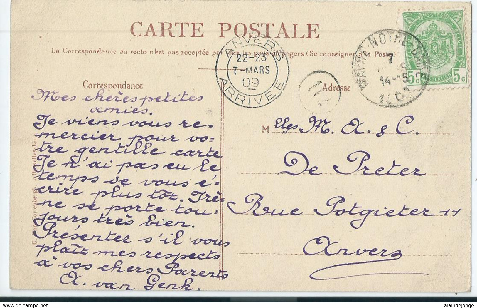 Wavre-Notre-Dame - Onze-Lieve-Vrouw-Waver - Institut Des Ursulines - Parloir Sainte Angèle - 1909 - Sint-Katelijne-Waver