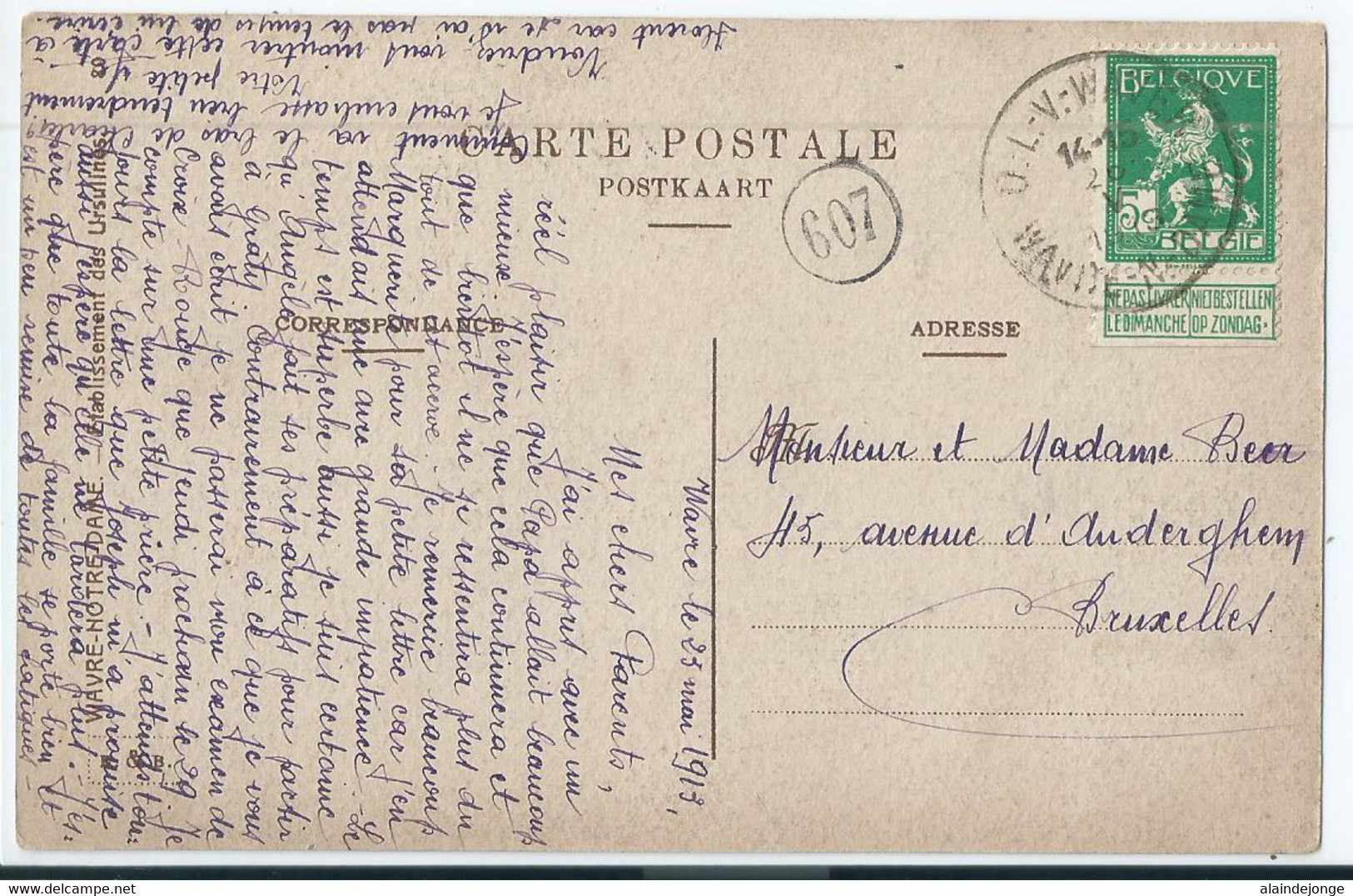 Wavre-Notre-Dame - Onze-Lieve-Vrouw-Waver - Institut Des Ursulines - Dortoir Des Sacrés Coeurs - 1913 - Sint-Katelijne-Waver