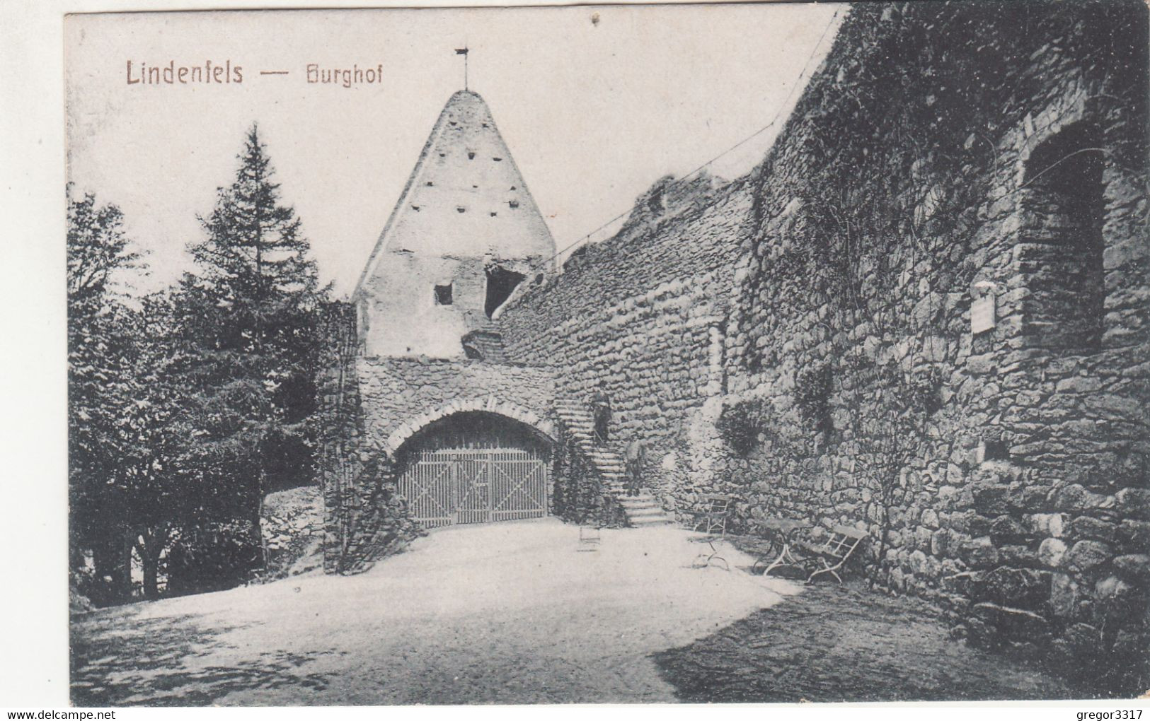 B6122) LINDENFELS / Odenwald - BURGHOF - Tolle Alte AK - Odenwald