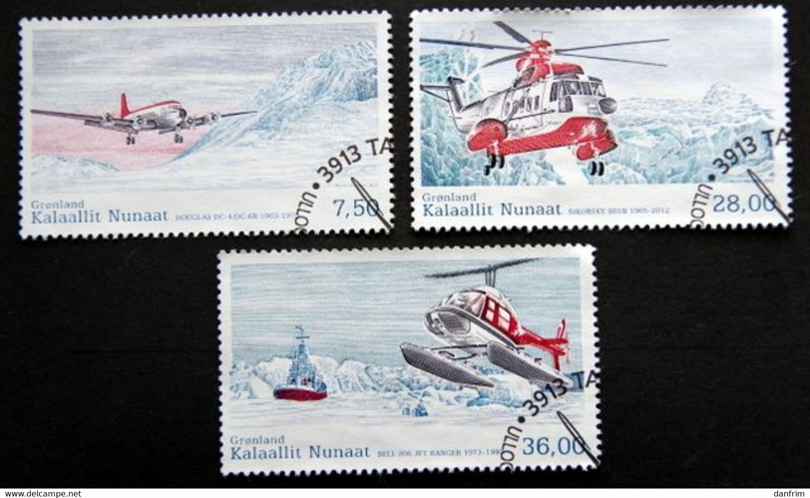 Greenland   2012  Greenland Civil Aviation History II   Minr,619-21 Helicopter   ( Lot G 2552 ) - Used Stamps