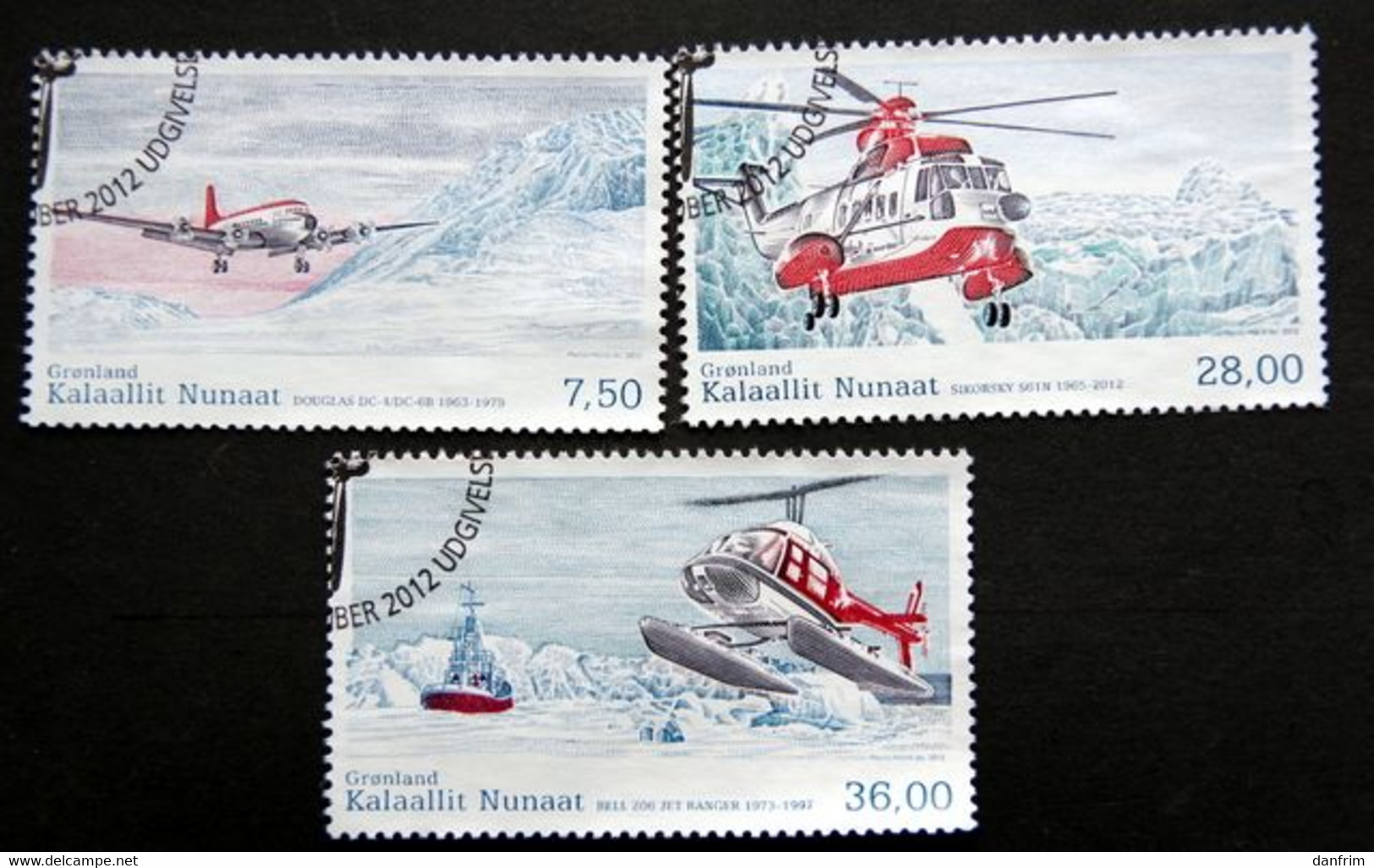 Greenland   2012  Greenland Civil Aviation History II   Minr,619-21 Helicopter   ( Lot G 2553 ) - Used Stamps