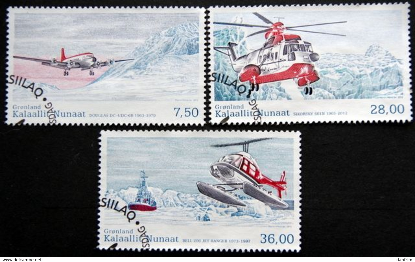Greenland   2012  Greenland Civil Aviation History II   Minr,619-21 Helicopter   ( Lot G 2554 ) - Used Stamps