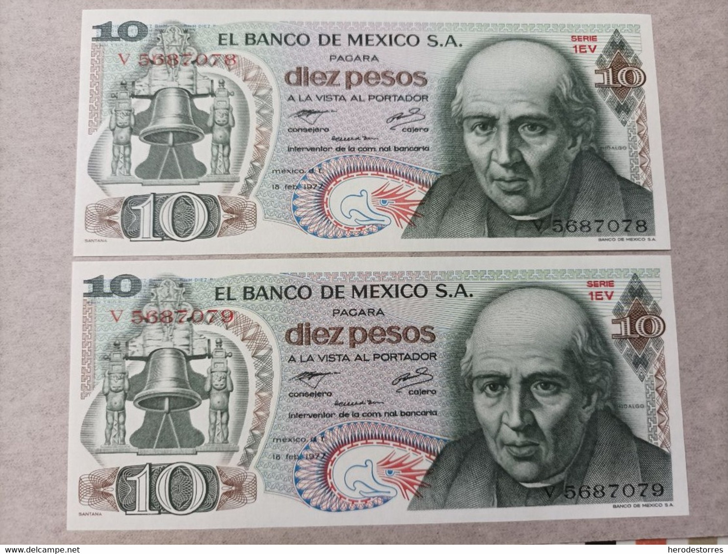 Pareja Correlativa De México De 10 Pesos, Año 1977, UNC - Mexico