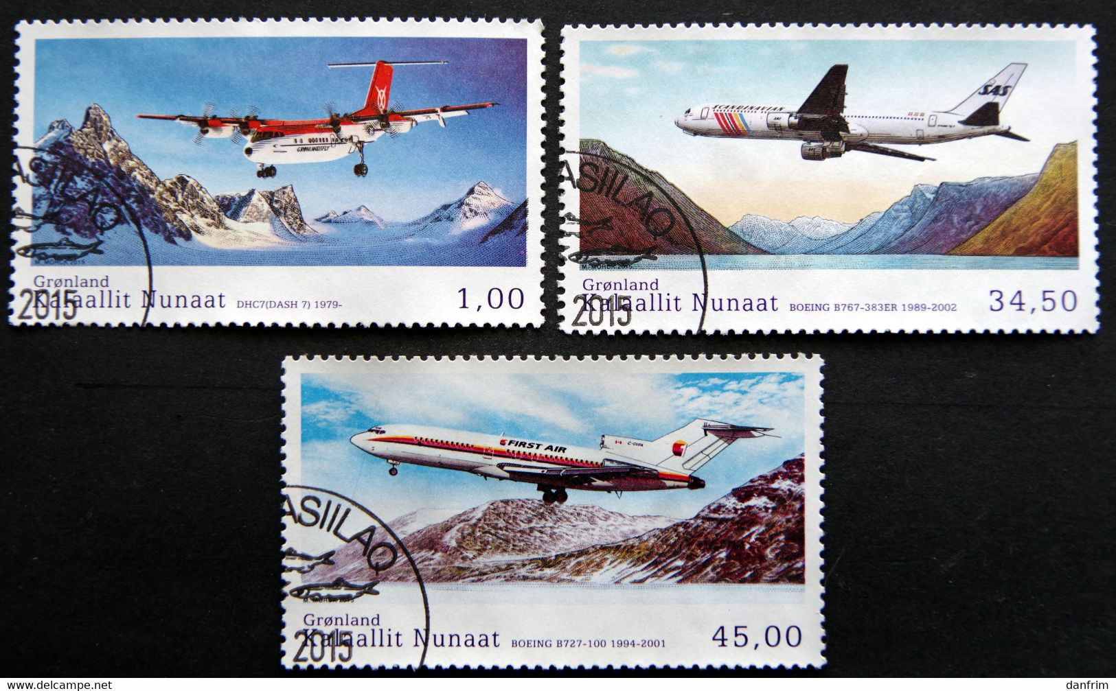 GREENLAND 2015  Greenland Civil Aviation History Minr.697-99   ( Lot G 2568 ) - Oblitérés