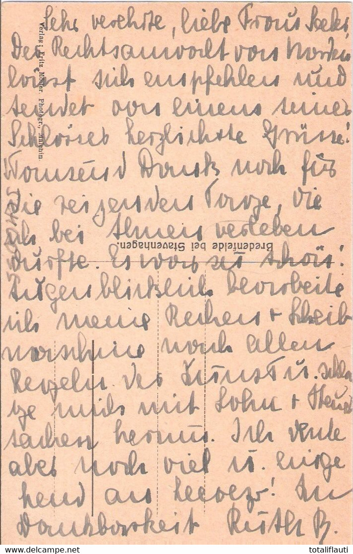BREDENFELDE Amt Stavenhagen Herrenhaus 23.5.1925 Datiert Autograf Besitzer Ungelaufen Rückseitig Beschrieben - Teterow