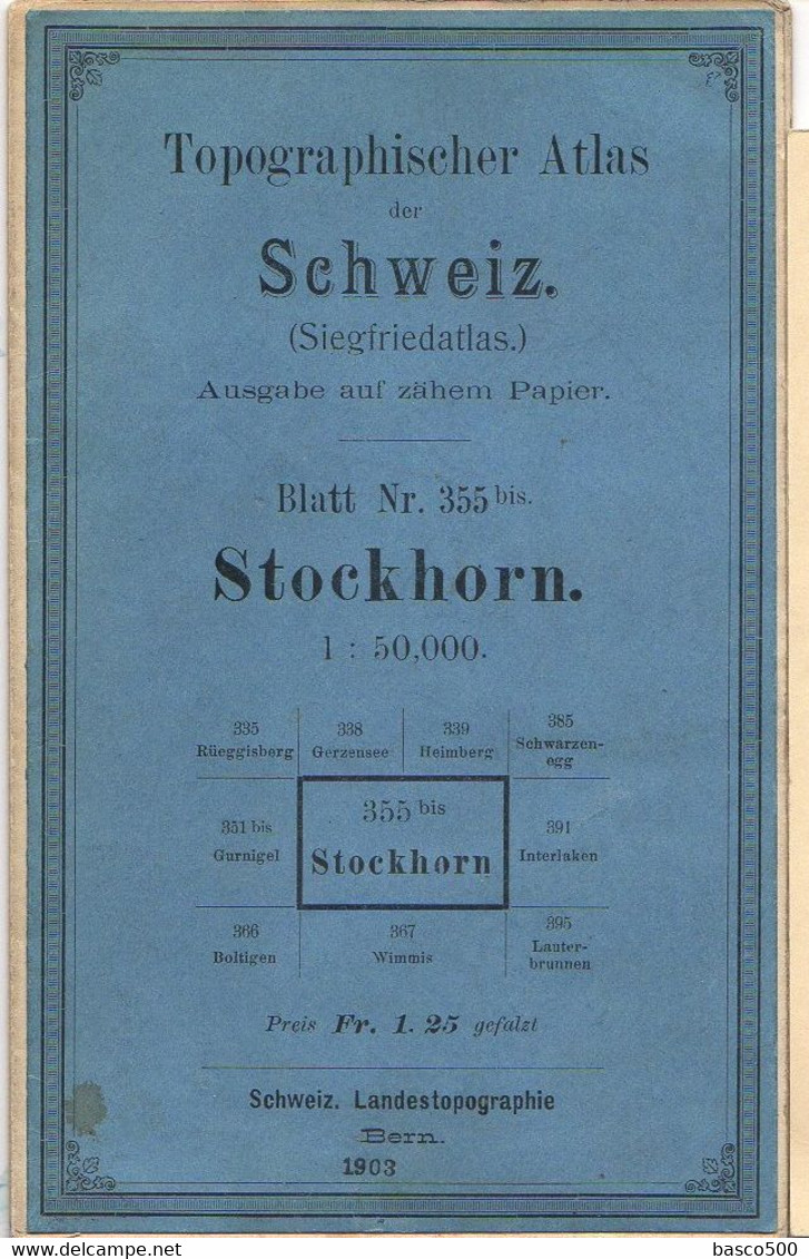 1903 SUISSE STOCKHORN - CARTE TOPOGRAPHIQUE 1/50,000 - Carte Topografiche