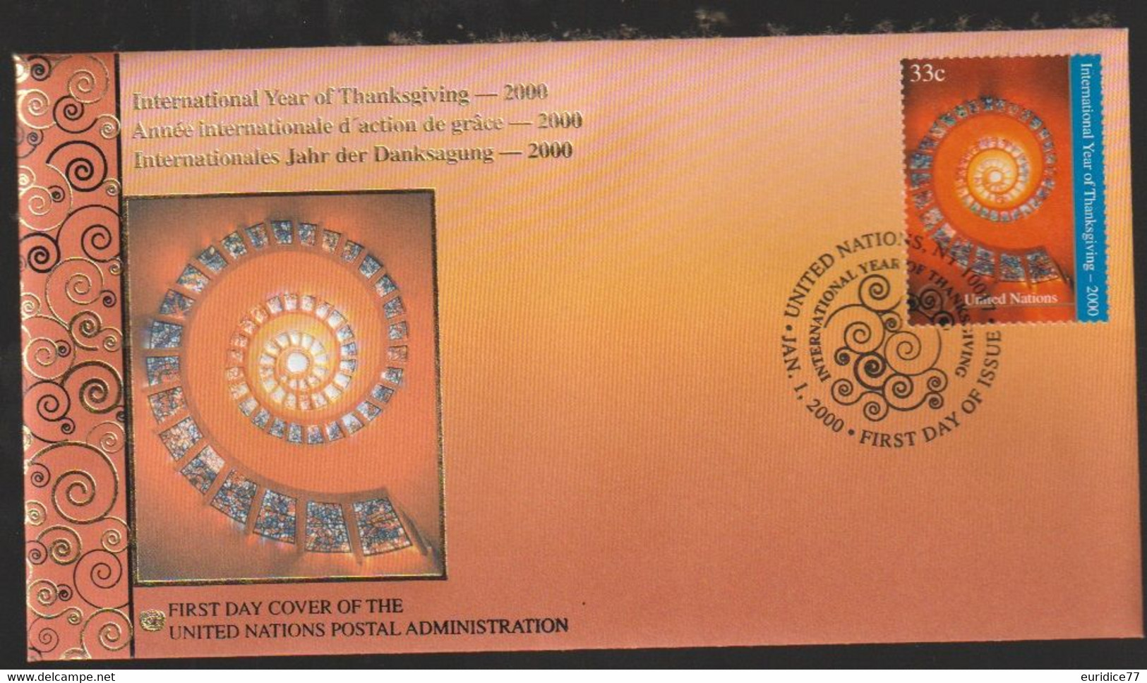 United Nations 2000 - FDC - Nations Unies 2000 Enveloppe Premier Jour - Lettres & Documents