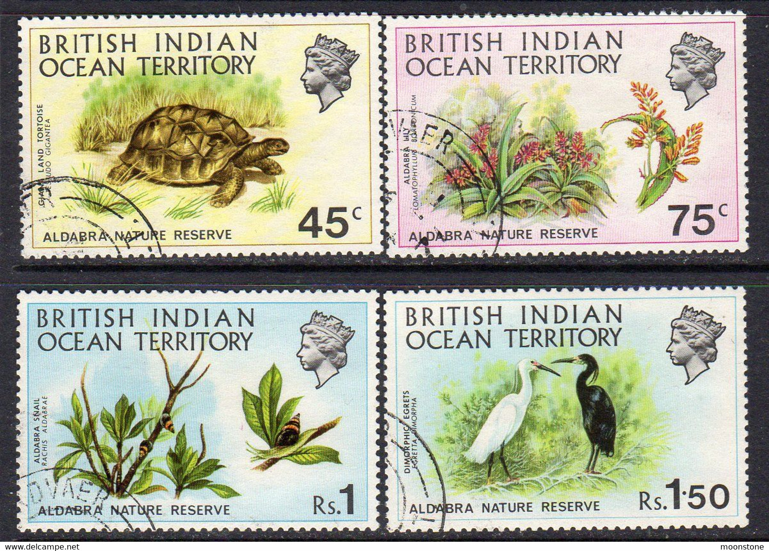 British Indian Ocean Territory BIOT 1971 Aldabra Nature Reserve Set Of 4, Used, SG 36/9 (A) - British Indian Ocean Territory (BIOT)