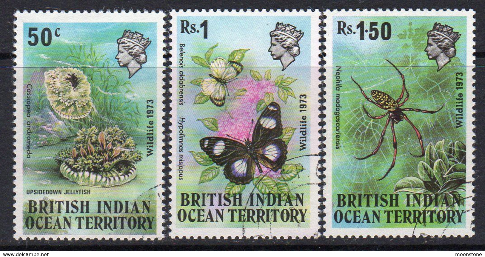 British Indian Ocean Territory BIOT 1973 5c Wildlife I Set Of 3, Used, SG 53/5 (A) - Brits Indische Oceaanterritorium