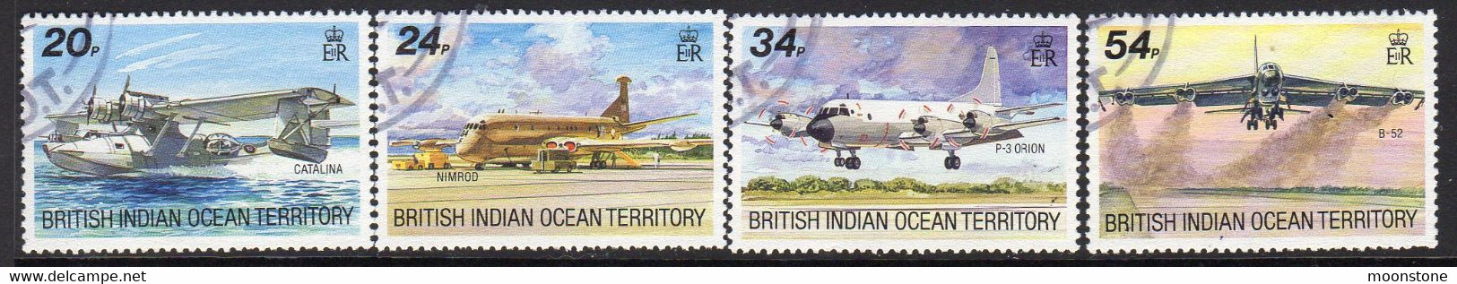 British Indian Ocean Territory BIOT 1992 Visiting Aircraft Set Of 4, Used, SG 124/7 (A) - Territorio Británico Del Océano Índico